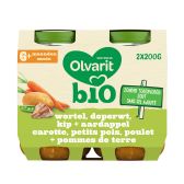Olvarit Biologische wortel, erwtjes en kip 2-pack (vanaf 6 maanden)